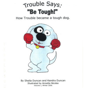 Trouble the Dog’s first story in a coloring book